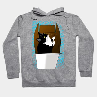 Cute Tuxedo Cat in a box Copyright TeAnne Hoodie